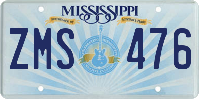 MS license plate ZMS476