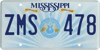 MS license plate ZMS478