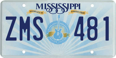 MS license plate ZMS481