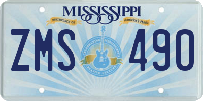 MS license plate ZMS490