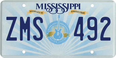 MS license plate ZMS492