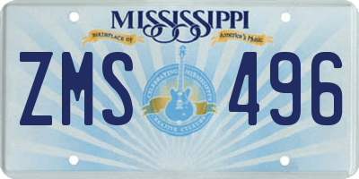 MS license plate ZMS496