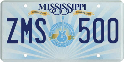 MS license plate ZMS500
