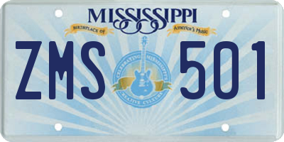 MS license plate ZMS501