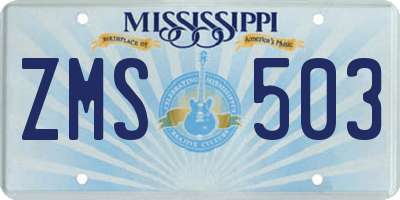 MS license plate ZMS503