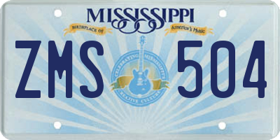 MS license plate ZMS504