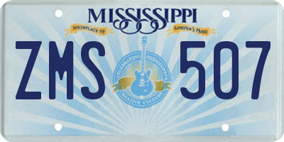 MS license plate ZMS507