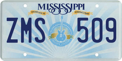 MS license plate ZMS509
