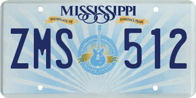 MS license plate ZMS512