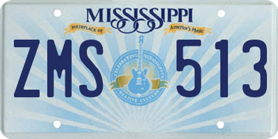 MS license plate ZMS513