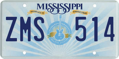 MS license plate ZMS514