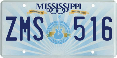 MS license plate ZMS516