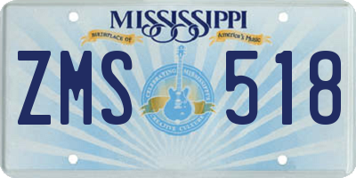 MS license plate ZMS518