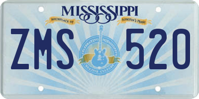 MS license plate ZMS520