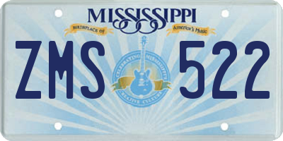 MS license plate ZMS522