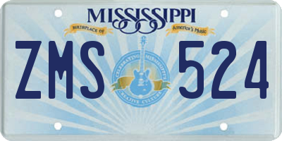 MS license plate ZMS524