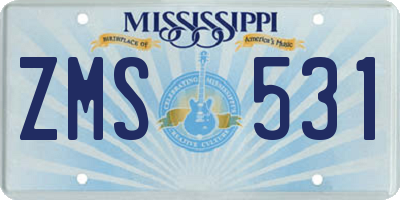 MS license plate ZMS531