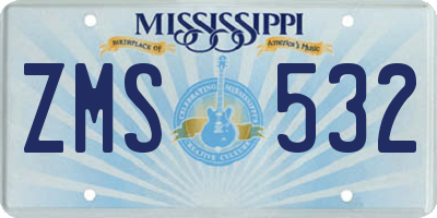 MS license plate ZMS532