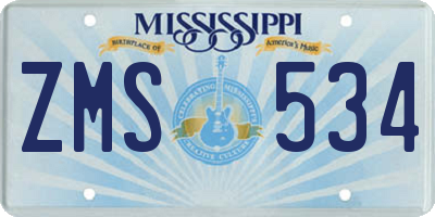MS license plate ZMS534