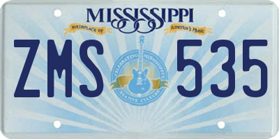 MS license plate ZMS535