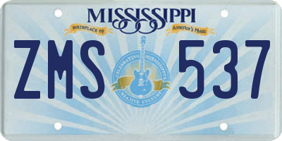 MS license plate ZMS537