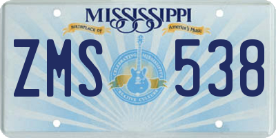 MS license plate ZMS538