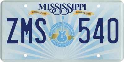 MS license plate ZMS540