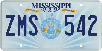 MS license plate ZMS542