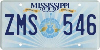 MS license plate ZMS546