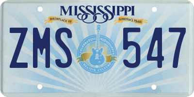 MS license plate ZMS547