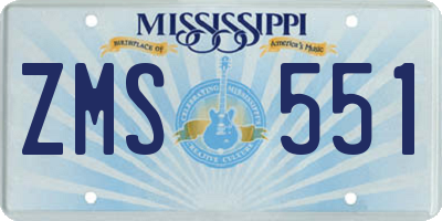 MS license plate ZMS551