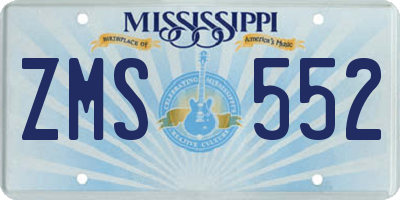 MS license plate ZMS552