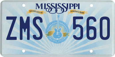MS license plate ZMS560