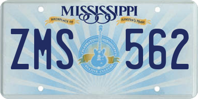 MS license plate ZMS562