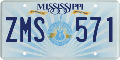 MS license plate ZMS571