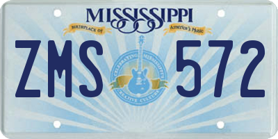 MS license plate ZMS572
