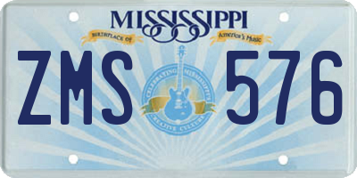 MS license plate ZMS576