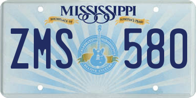 MS license plate ZMS580