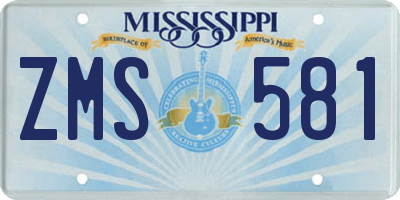 MS license plate ZMS581