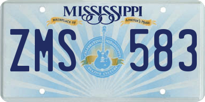 MS license plate ZMS583
