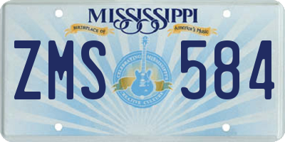 MS license plate ZMS584