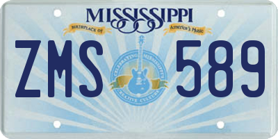 MS license plate ZMS589
