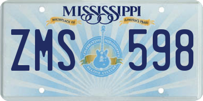 MS license plate ZMS598