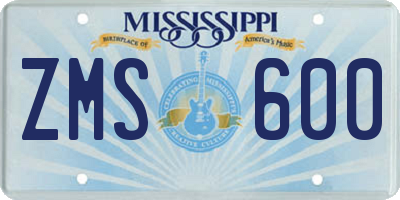 MS license plate ZMS600