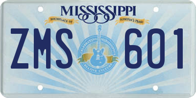MS license plate ZMS601