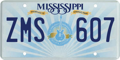 MS license plate ZMS607