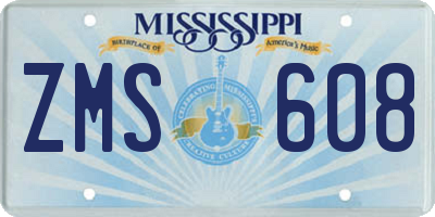 MS license plate ZMS608