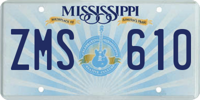 MS license plate ZMS610