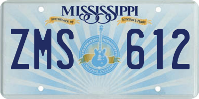MS license plate ZMS612