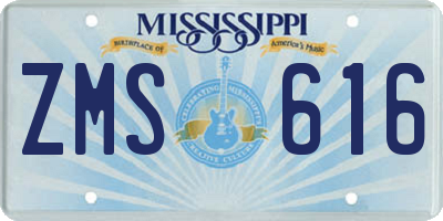 MS license plate ZMS616